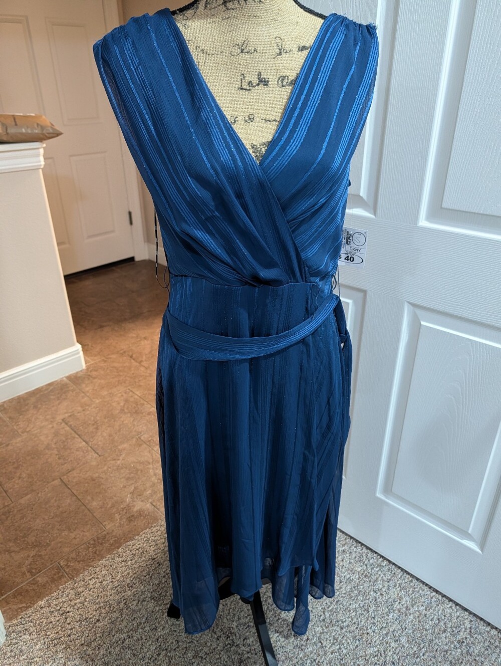 DKNY Deep Blue Midi Wrap Dress